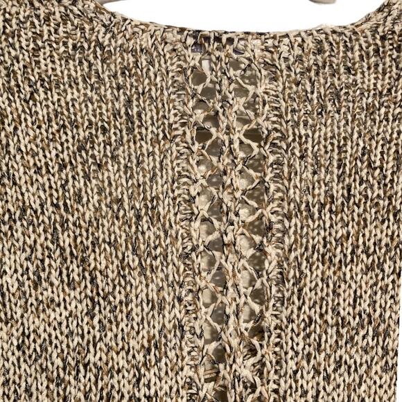 Womens J. Jill Marled Open Knit 3/4 Sleeve Cream Gold V Neck Sweater Size XS - Picture 11 of 16
